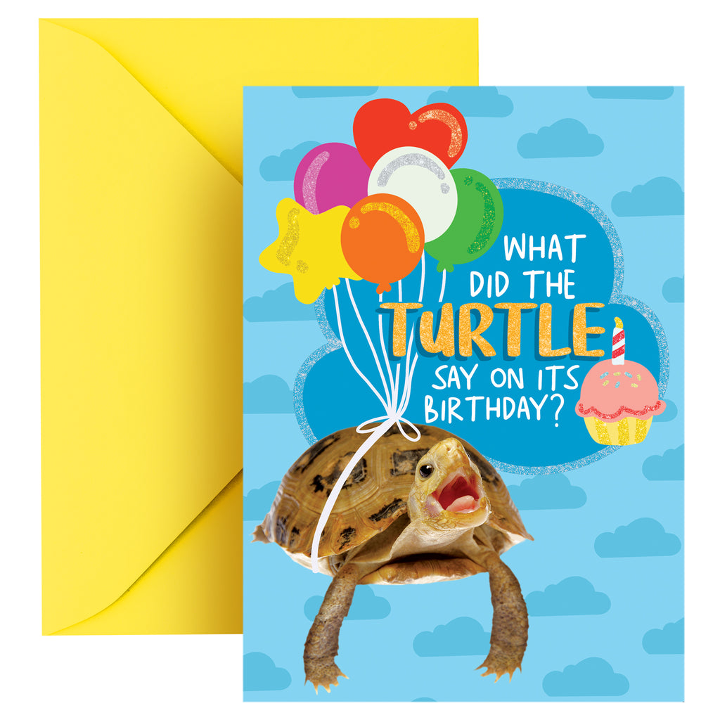 Funny Birthday Card - Cute Turtle Pun and Wholesome Dad Joke Greeting Card for Kids, Friends, Family, or Coworkers