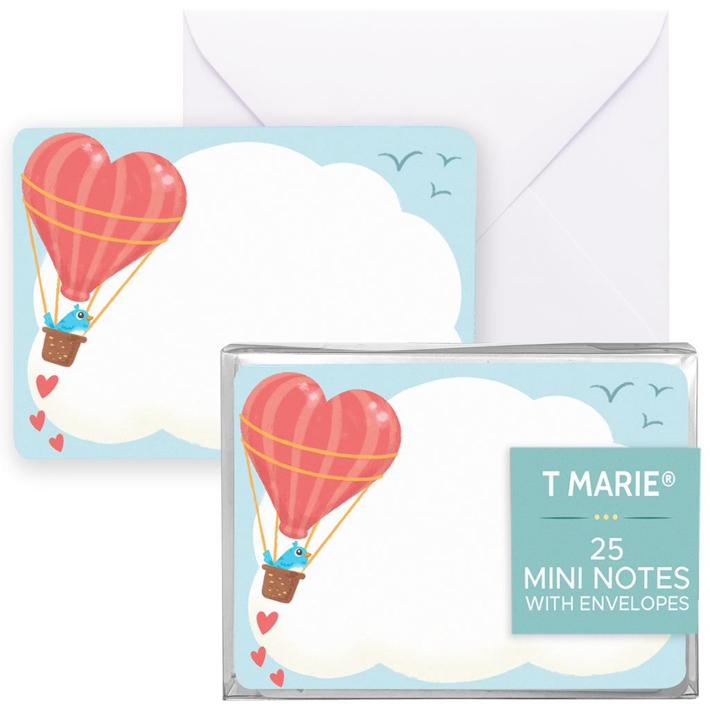 25 Mini Note Cards with Envelopes - Heart Gift Tags for Valentine’s Day, Birthday, Thank You Cards and Everyday Notes