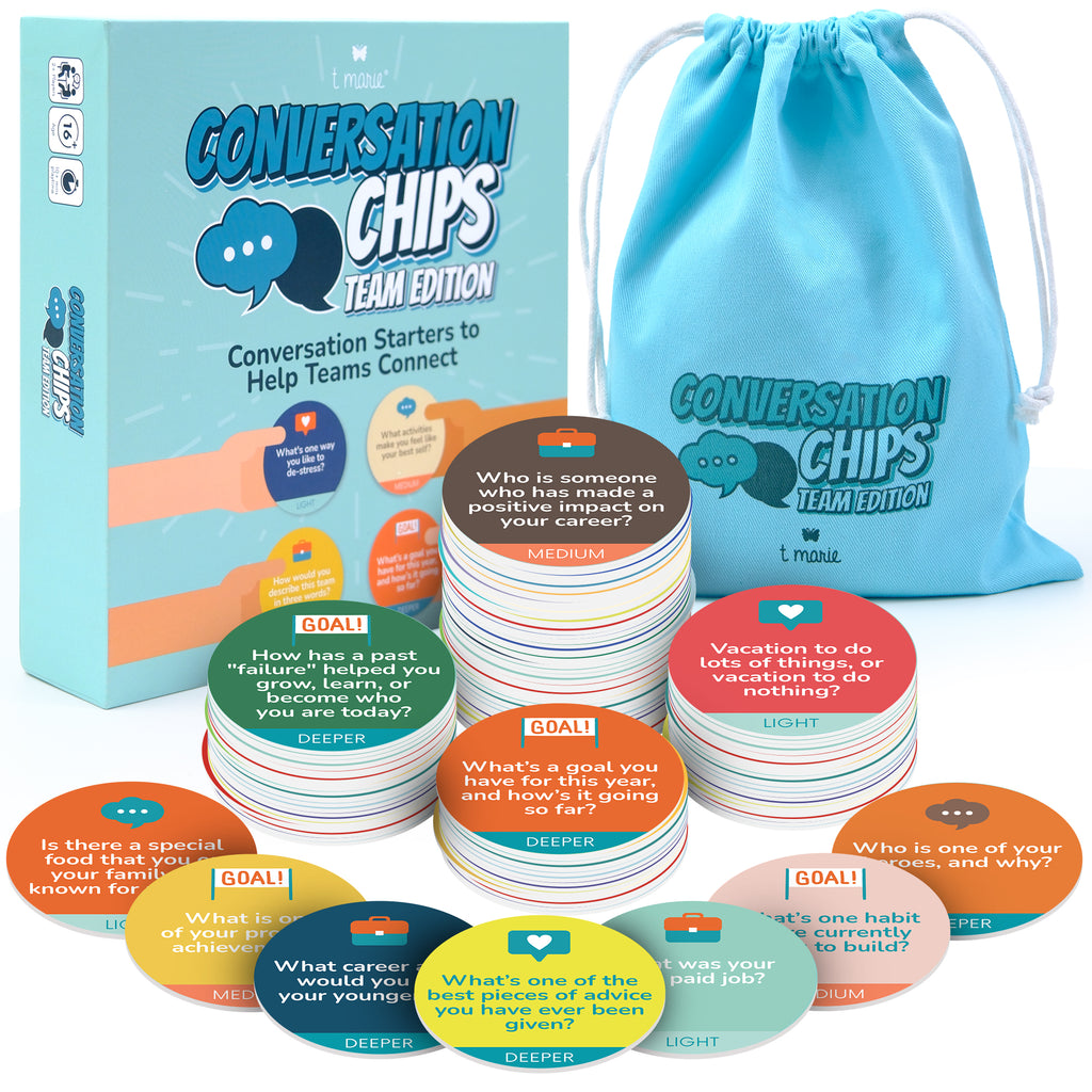 200 Prompts - Conversation Chips Team Building Game - Fun Ice Breaker for Work