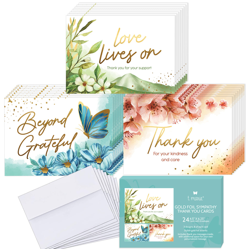 Gold Foil Sympathy Thank You Notecards